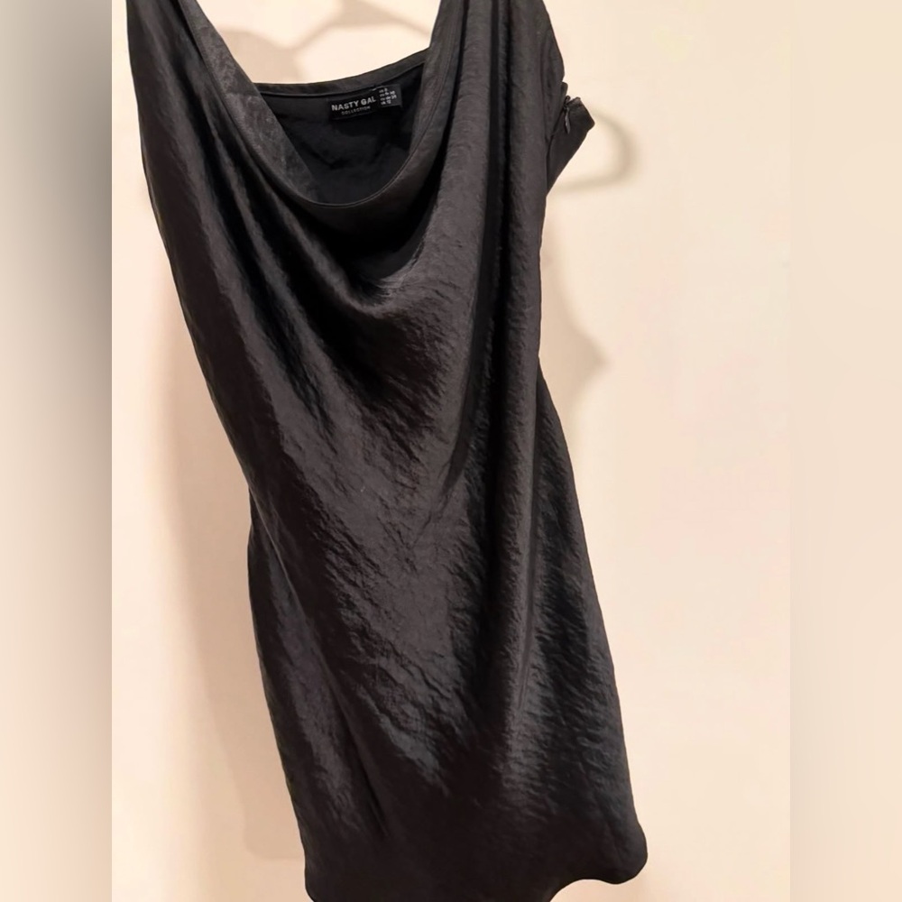 Black Draped Sleeveless Dress